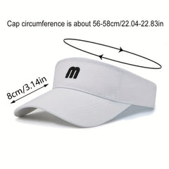 3D M Embroidery Visor Hat Solid Casual Sunshade UV Protection Sun Hat