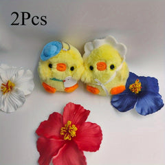 2pcs Plush Chick Charms Bag Ornaments Keychains