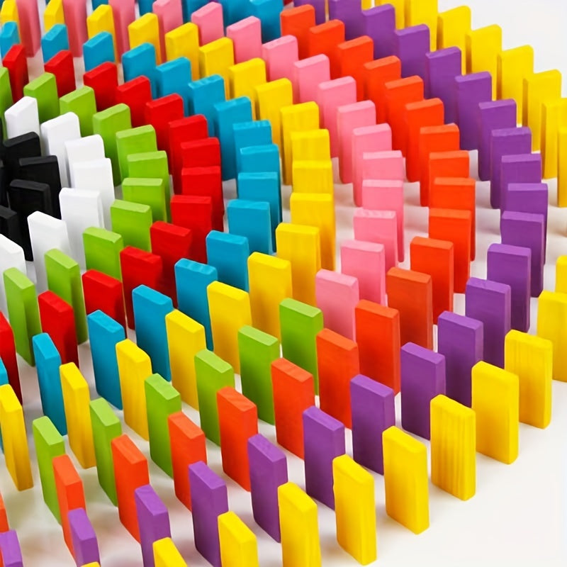 Wooden Domino Building Blocks Set Game Educational Toys For Kids