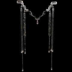 Women's Long Tassel Forehead Chain Alloy Headpiece Silver