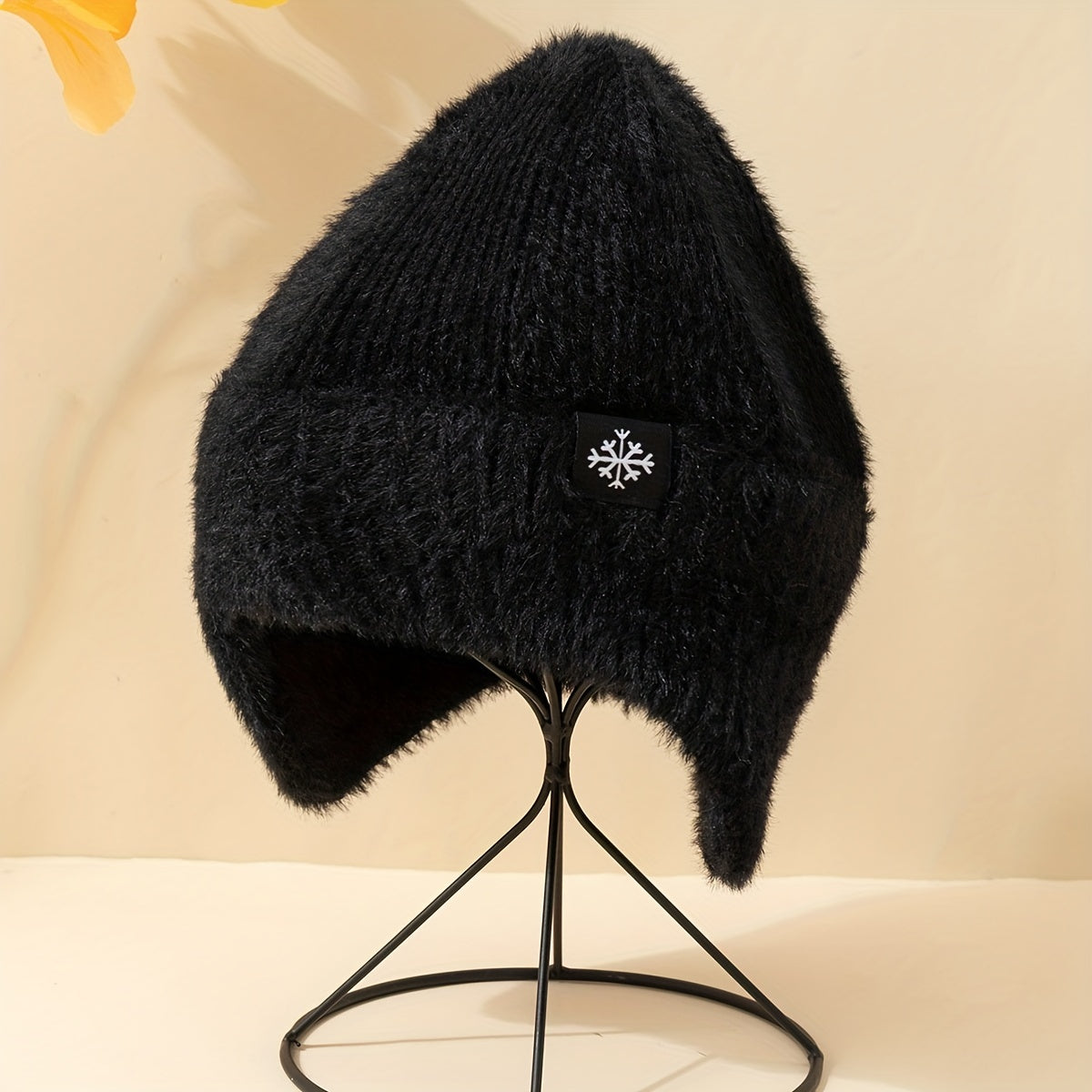 Snowflake Knit Hat Plush Windproof Beanie