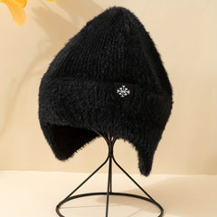 Snowflake Knit Hat Plush Windproof Beanie