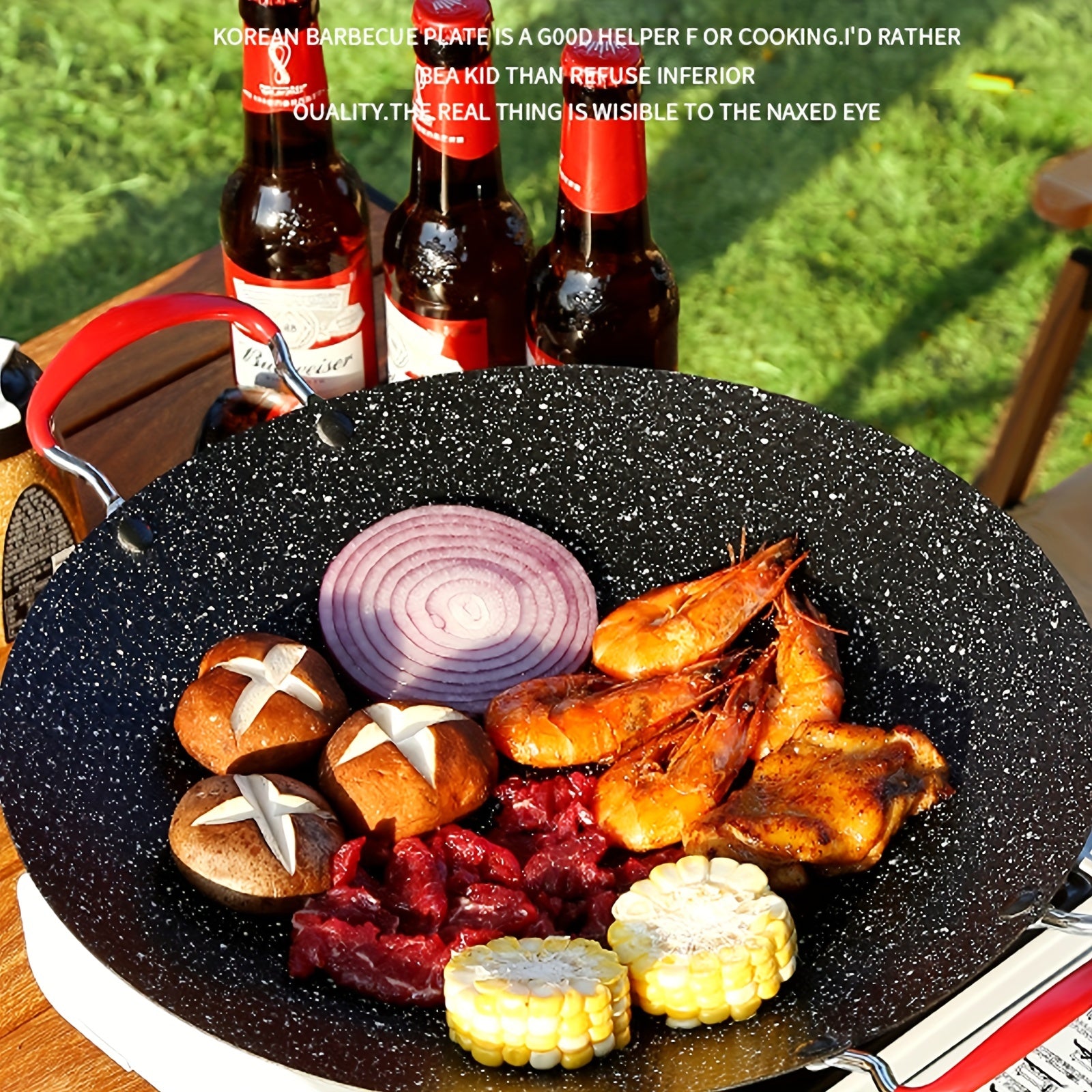 Non Stick BBQ Grill Pan Round Griddle Pan with Anti Scalding Handle