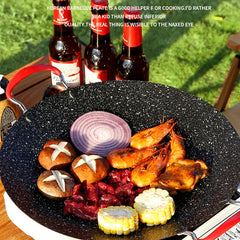 Non Stick BBQ Grill Pan Round Griddle Pan with Anti Scalding Handle