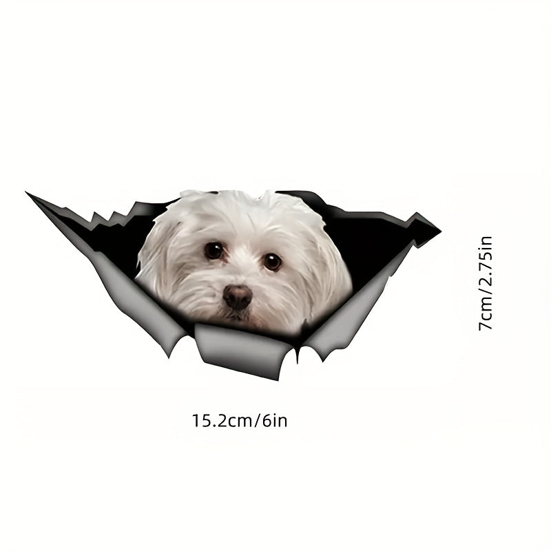 Maltese Car Sticker Pet Dog Metal Decal Reflective Waterproof Car Styling