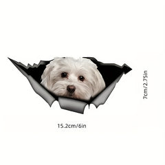 Maltese Car Sticker Pet Dog Metal Decal Reflective Waterproof Car Styling