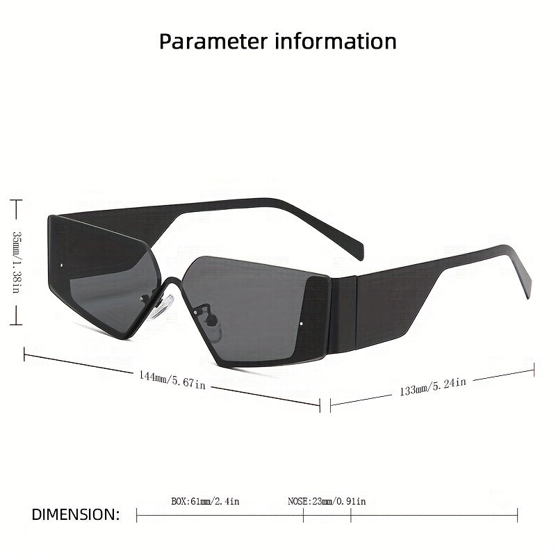 Retro Semi Rimless Triangle Sunglasses UV Protection