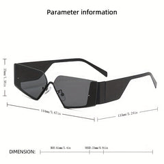 Retro Semi Rimless Triangle Sunglasses UV Protection