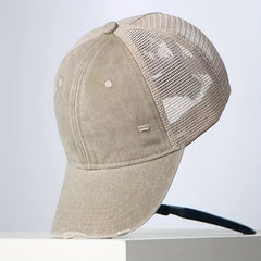 Vintage Distressed Washed Cap Mesh Board Hat for Boys Girls