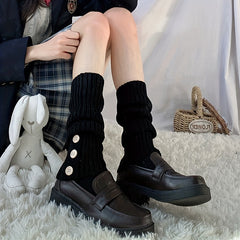 Rib Knit Leg Warmers Knee High Socks Women's Stockings