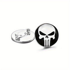 Skull Round Circle Button Men's Brooch Pin