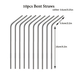 10pcs Stainless Steel Reusable Straws Set for Cocktails Milk Tea