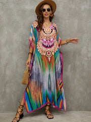  Boho Floral Print Cover Up Dress