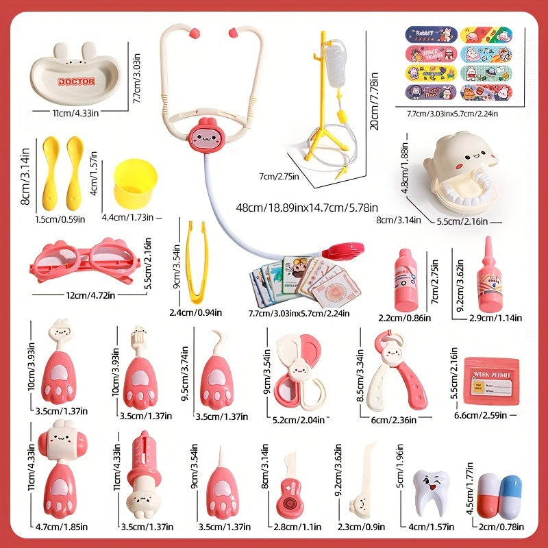 Pink Kids Doctor Toy Set Imaginative Play Doctor Games