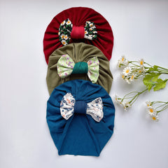 Soft Elastic Strip Flower Baby Hat With Bow For Girl
