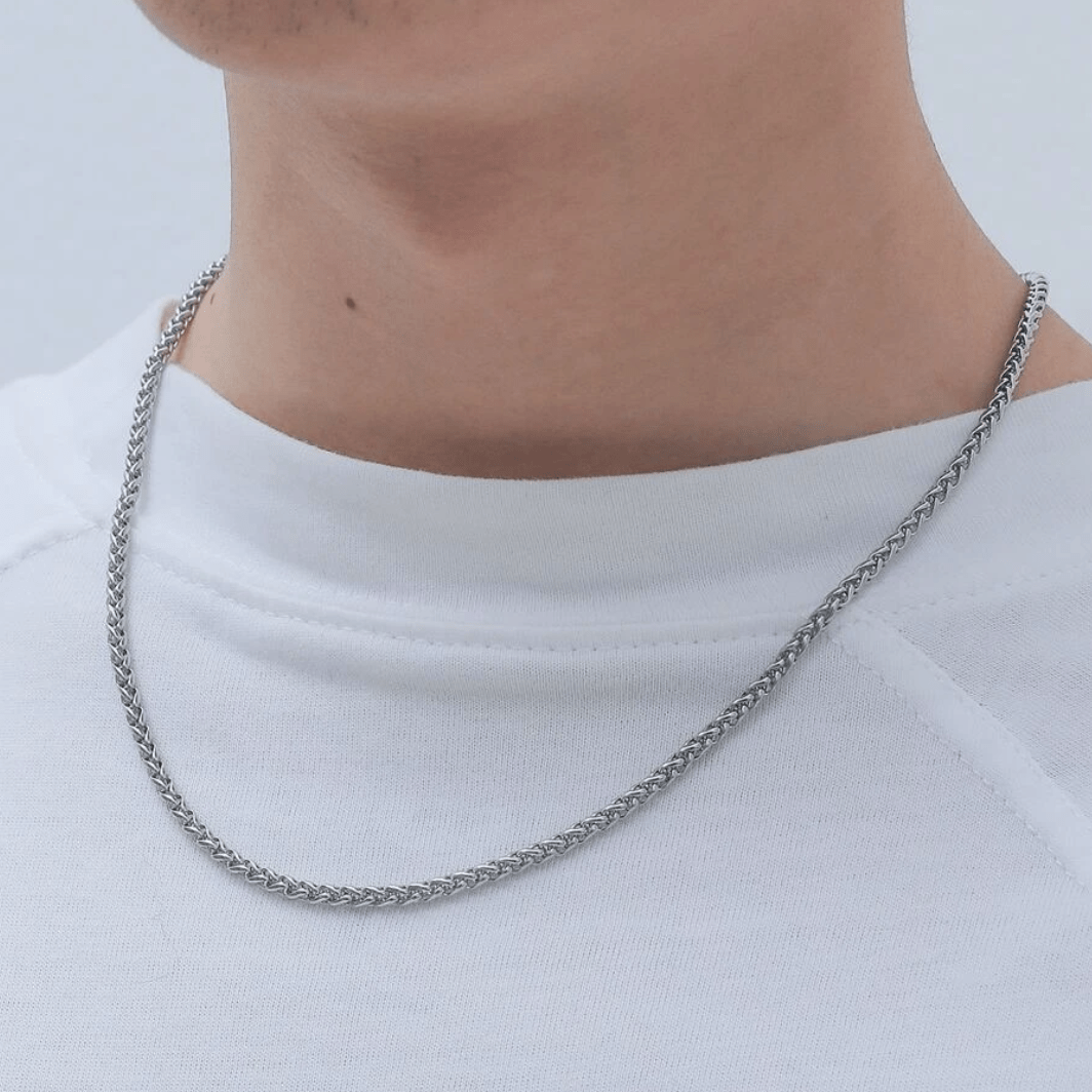 Men's Long Sleeve T Shirt Chain Silver Hip Hop Rock Necklace