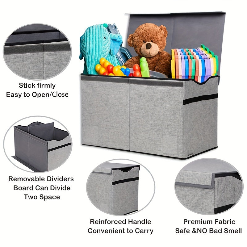 Large Collapsible Toy Storage Box With Lid - Sturdy Organizer for Kids