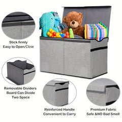 Large Collapsible Toy Storage Box With Lid - Sturdy Organizer for Kids