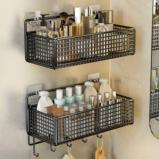 1pc Storage Rack With Hooks For Kitchen Bathroom Bedroom Office