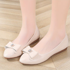 Women's Bowknot Point Toe Flat Shoes Lightweight Faux Leather Shoes