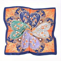 Heart Shaped Petal Pattern Vintage Bandana Silk Scarf