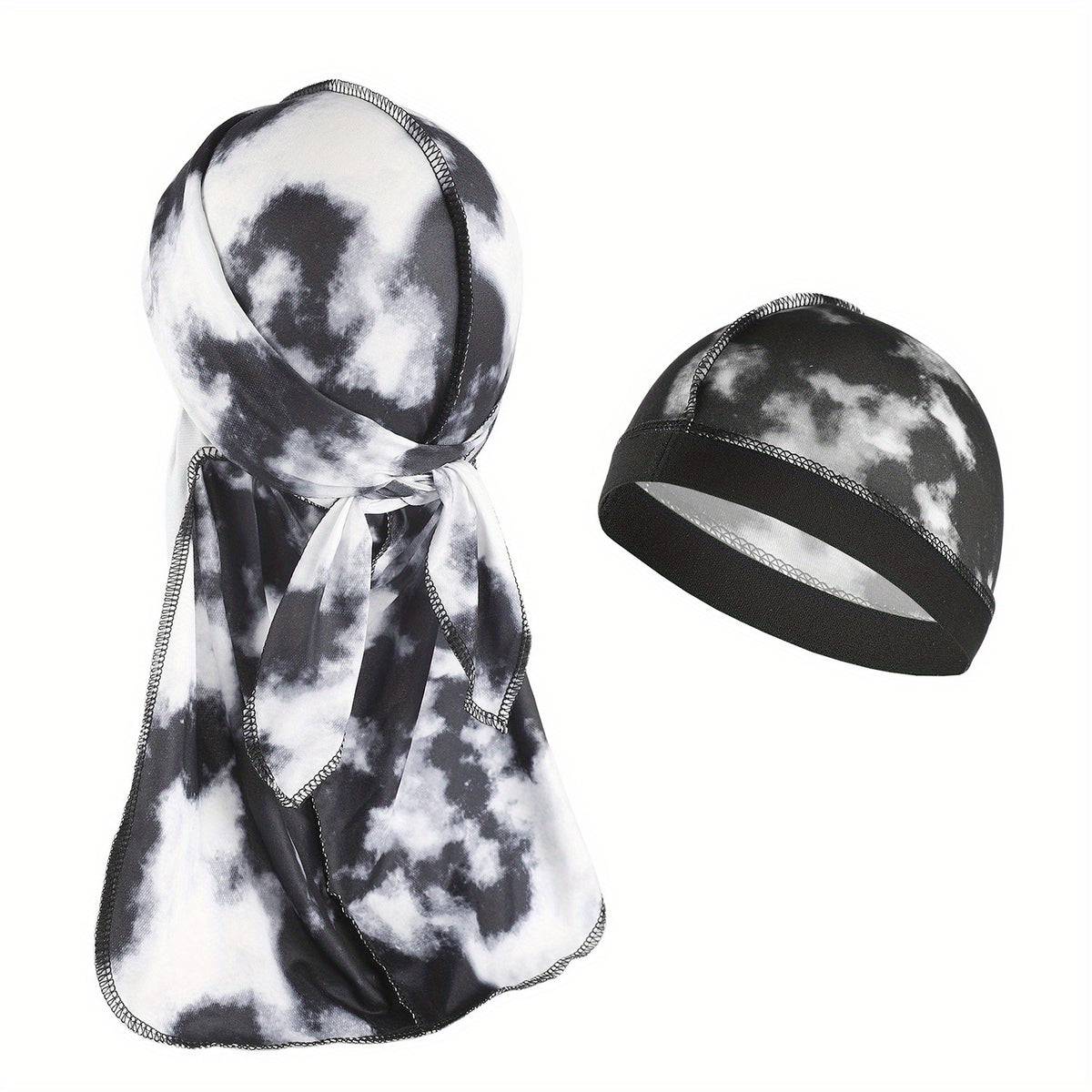 Spandex Durag & Wave Cap Set Hip Hop Head Wrap