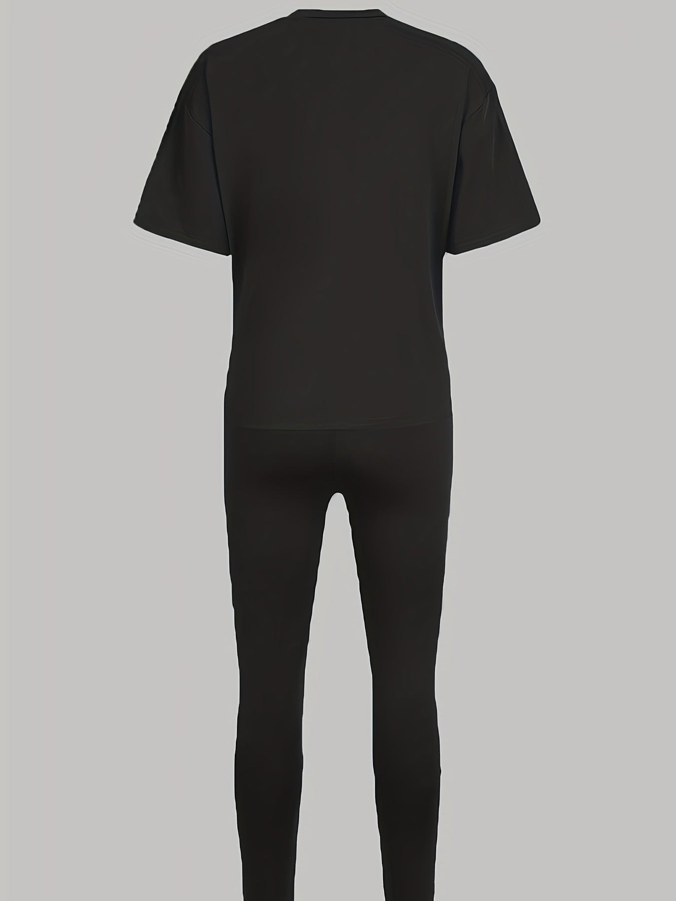 Letter Print T shirt & Skinny Pants Set Women's Outfit