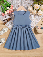 Girls' Solid Sleeveless Sundress Princess Dresses