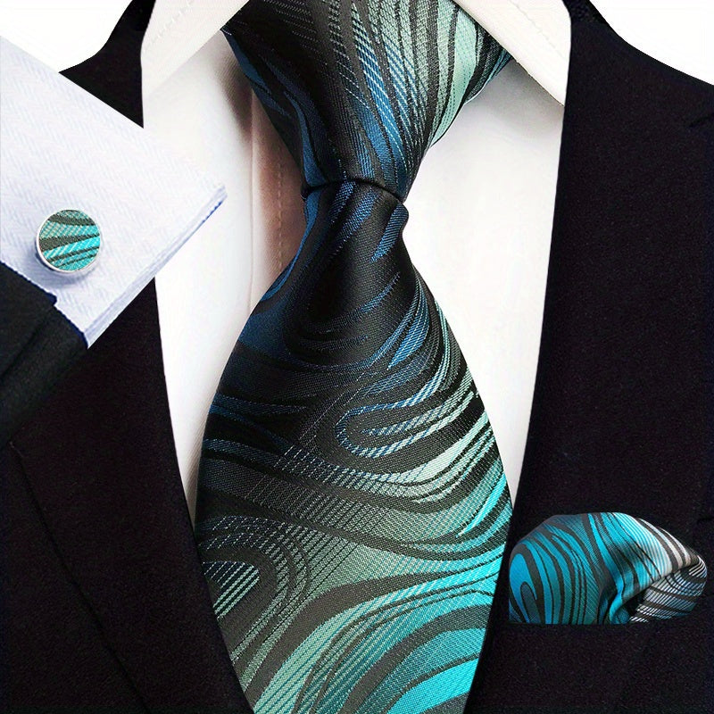 Men's Suit Tie Pocket Handkerchief Cuff Combo Paisley Gentleman Tie