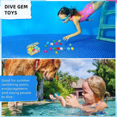 40pcs Diving Gems Pool Toys Large Acrylic Gems Pirate Treasure Chest