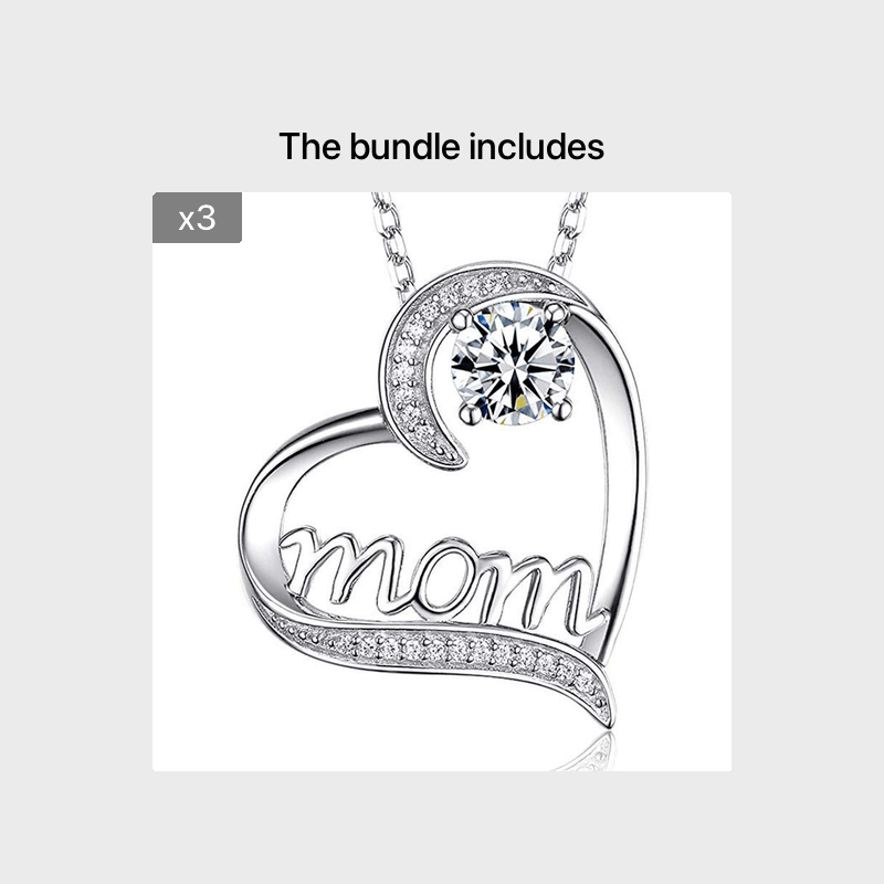 Heart Shape Rhinestone Mom Pendant Necklace Mother's Gift For Women