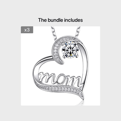 Heart Shape Rhinestone Mom Pendant Necklace Mother's Gift For Women