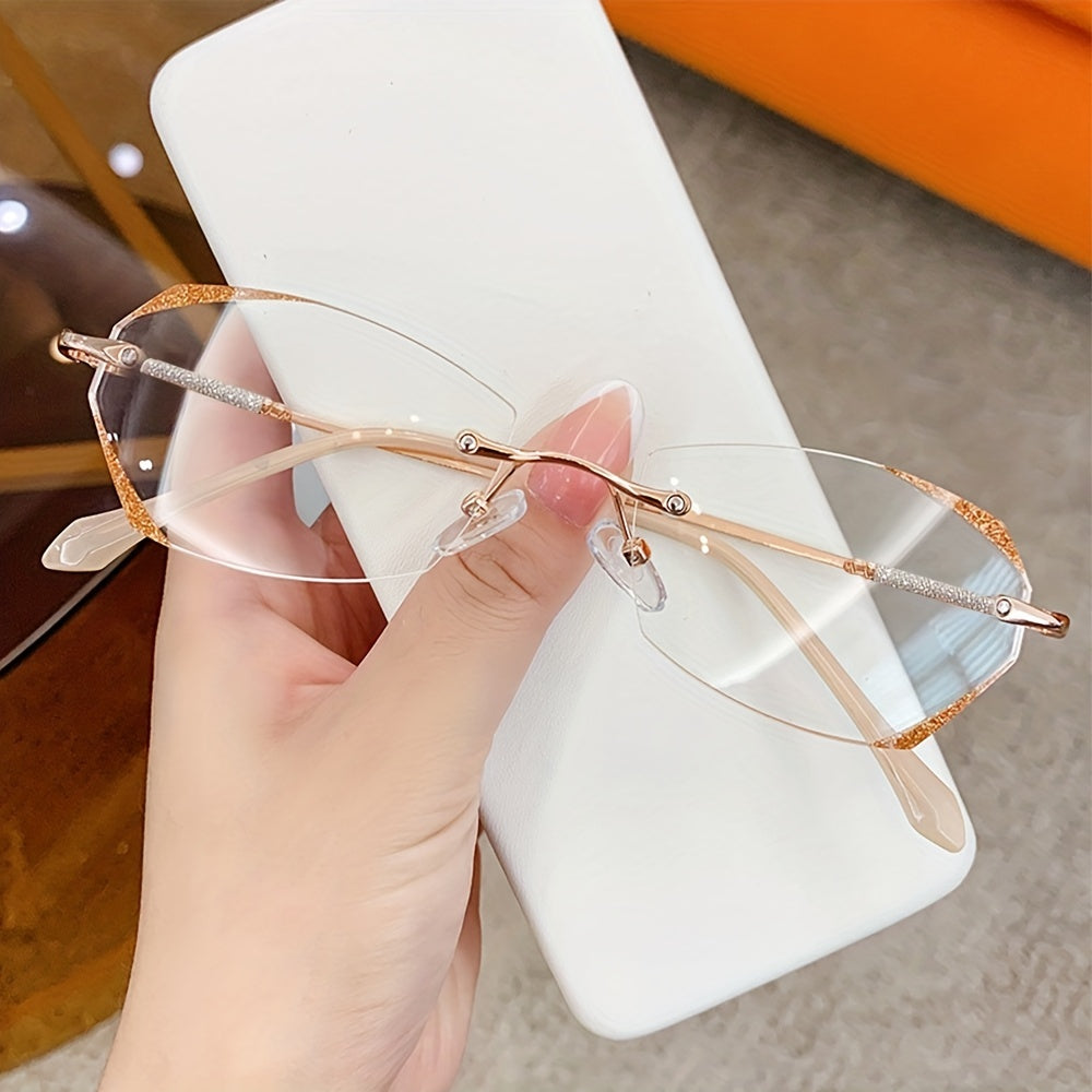 Glitter Rhinestone Rimless Glasses Spectacles Frame