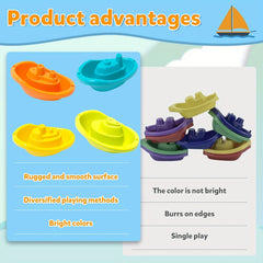 Stackable Boat Toys for Kids &ndash; Bath, Pool & Beach Toddler Water Toy Set