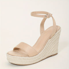 Women's Espadrille Wedge Sandals Open Toe Ankle Strap High Heels