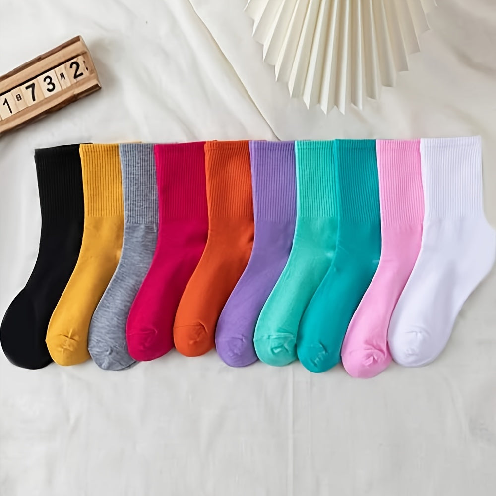 10 Pairs Mixed Socks Women's Mid Tube Stockings Soft & Comfy for Hosiery