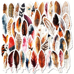 50pcs Realistic Feather Graffiti Stickers for DIY Decals