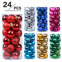 24 Pack Christmas Ornaments Set Plastic and Electroplated Balls Holiday Decor