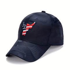 American Flag Bull Camo Baseball Cap