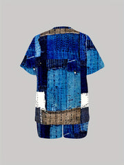 Denim Print Top & Shorts Plus Size Set
