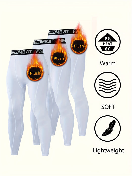 Men's Warm Fleece Bottoming Pants Sports Fitness High Elastic Leggings