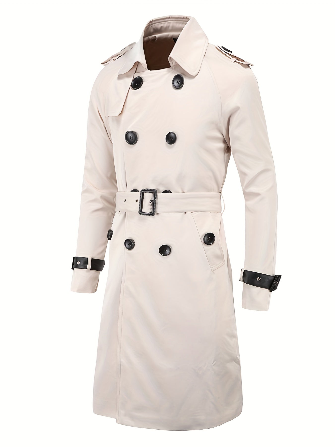 Men's Double Breasted Trench Coat Casual Lapel Overcoat