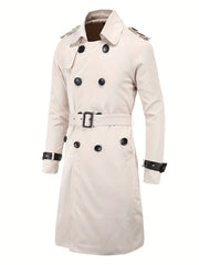 Men's Double Breasted Trench Coat Casual Lapel Overcoat