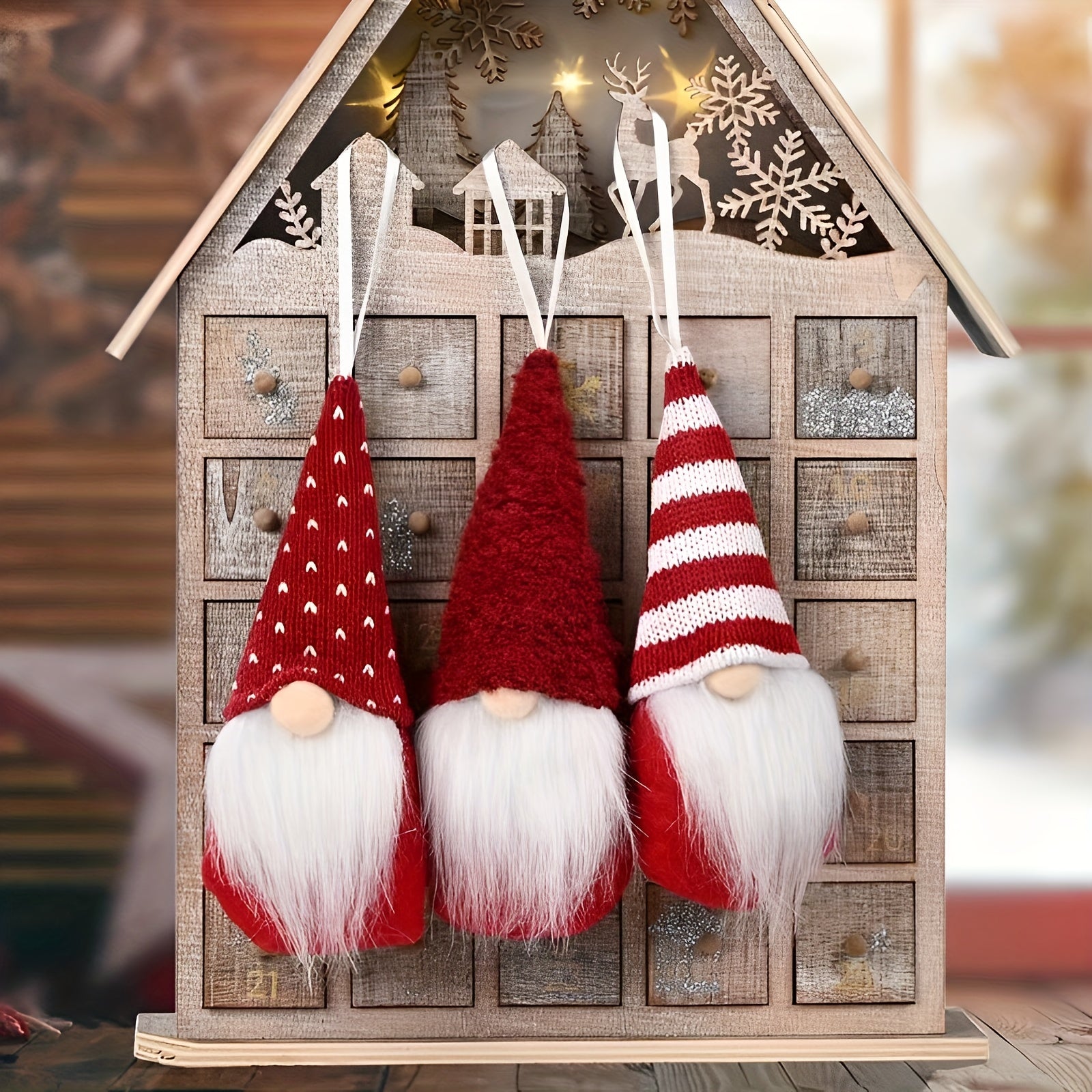 3pcs Christmas Tree Hanging Dwarf Decorations Plush Santa Claus Elf
