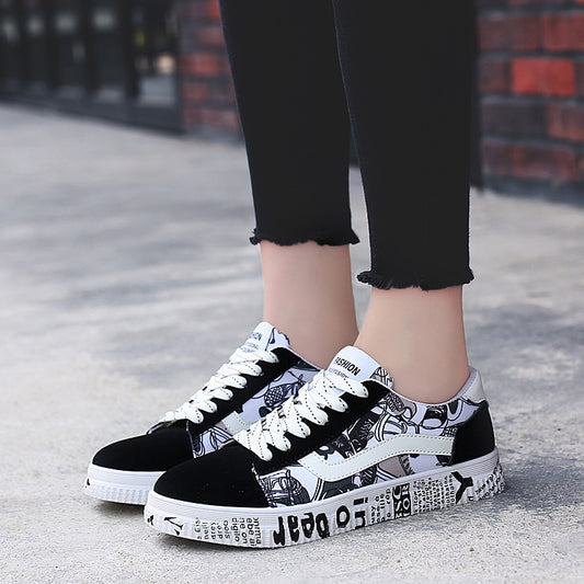 Women's Lace Up Canvas Board Sneakers Lightweight Low Top Sports Shoes