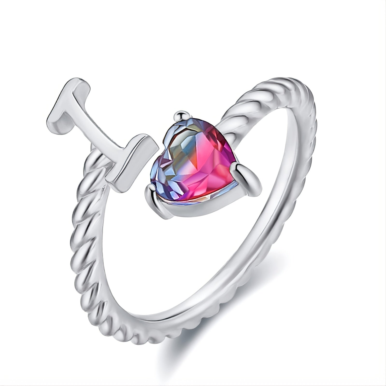 Adjustable Initial Letter Ring Zircon Rings For Women