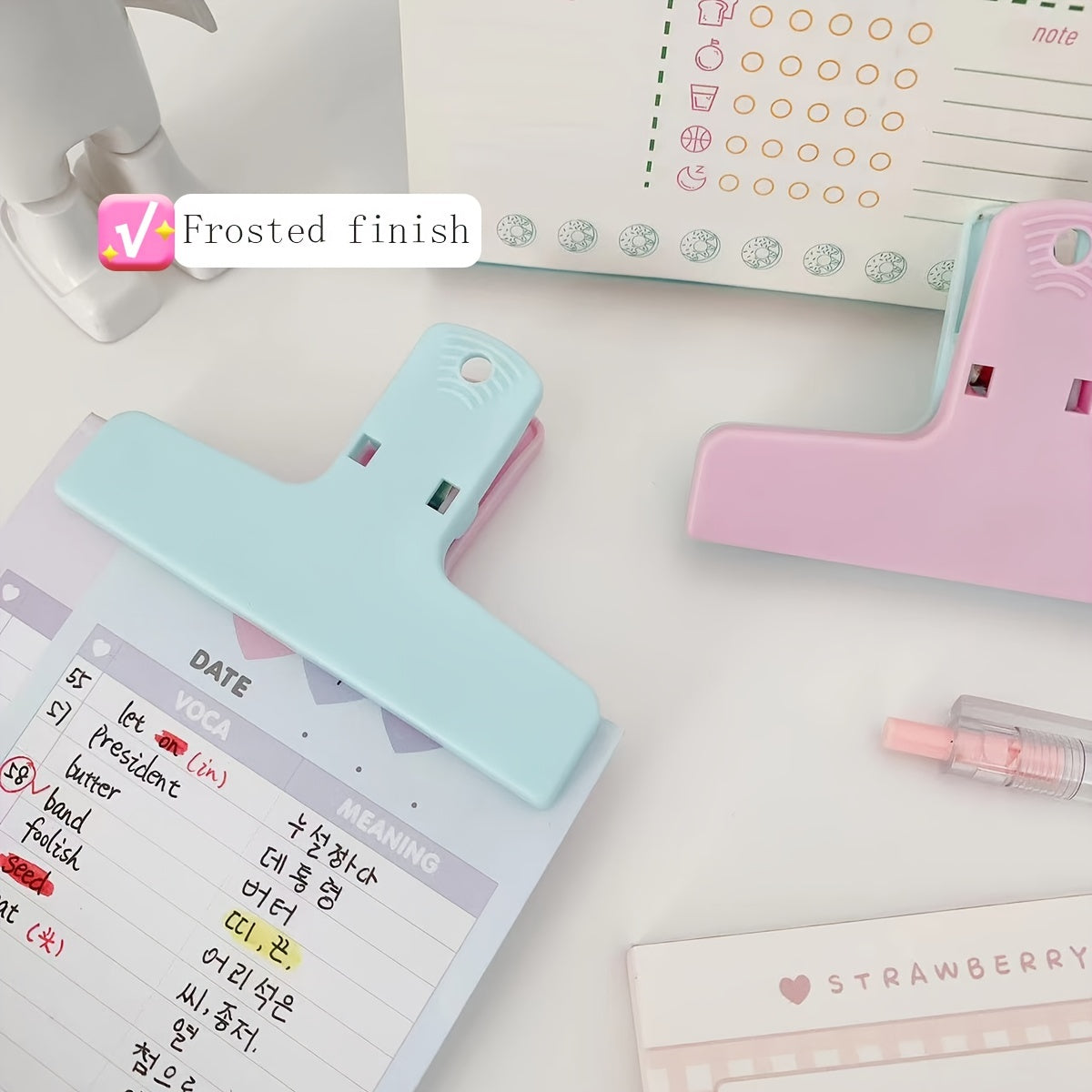 2pcs Small Fresh Clips for Students, 18.7 x 2in & 5.1in, Bill Organization