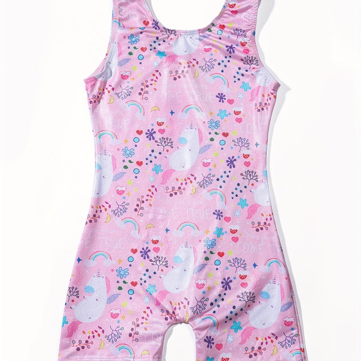 Girl's Unicorn 1 Piece Gymnastics Tights Leotard Crew Neck High Stretch