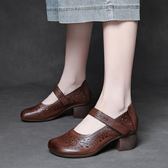 Women's Chunky Heel Hollow Out Casual Shoes