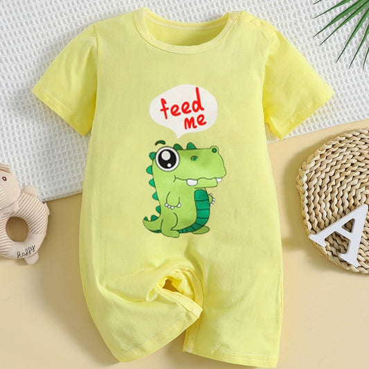 Baby Boys Dino Print Romper Short Sleeve Jumpsuit